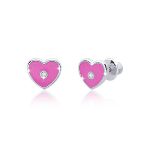 Earrings "Heart with a stone"